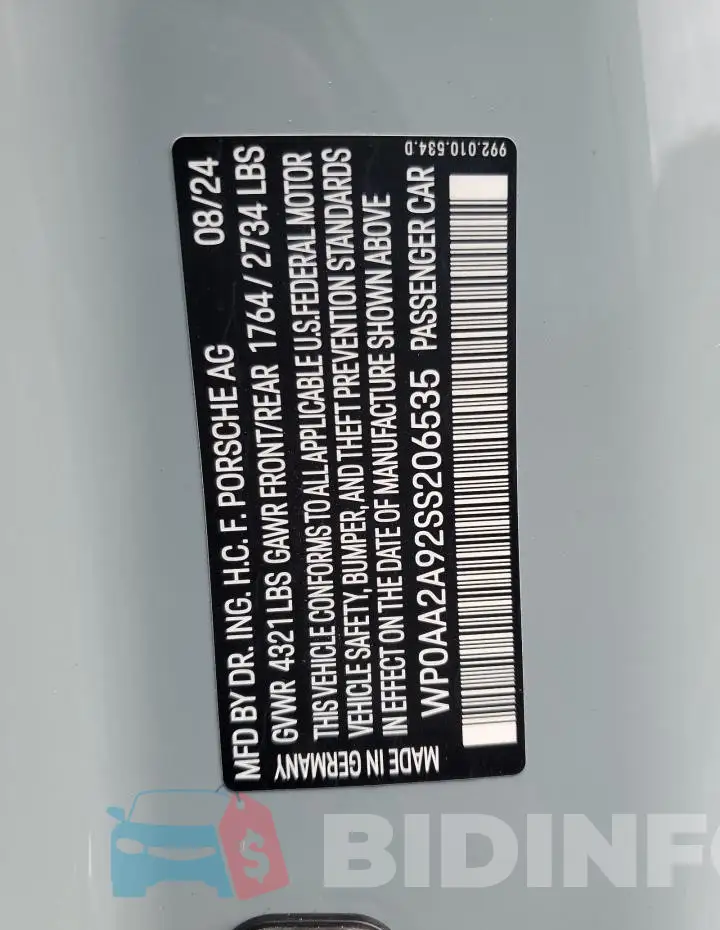 WP0AA2A92SS206535 Photo# 12