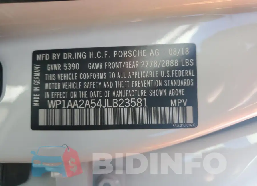 WP1AA2A54JLB23581 Photo# 13