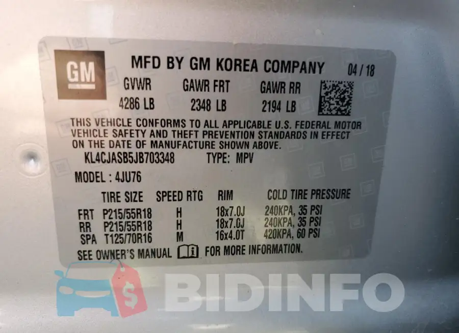 KL4CJASB5JB703348 Photo# 13