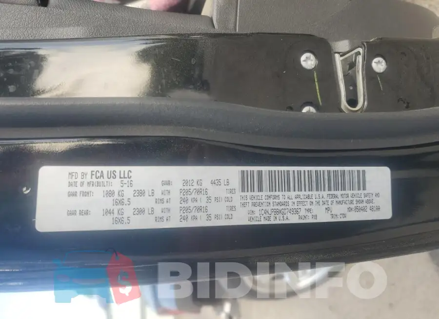 1C4NJPBBXGD749367 Photo# 14