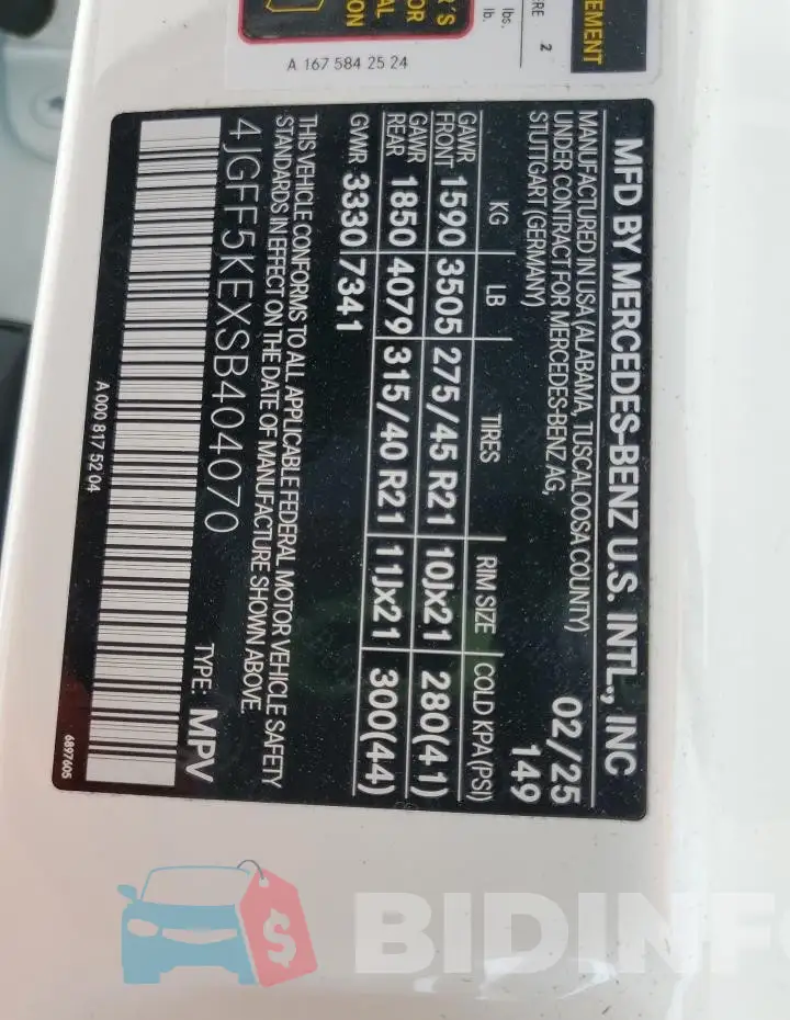 4JGFF5KEXSB404070 Photo# 13