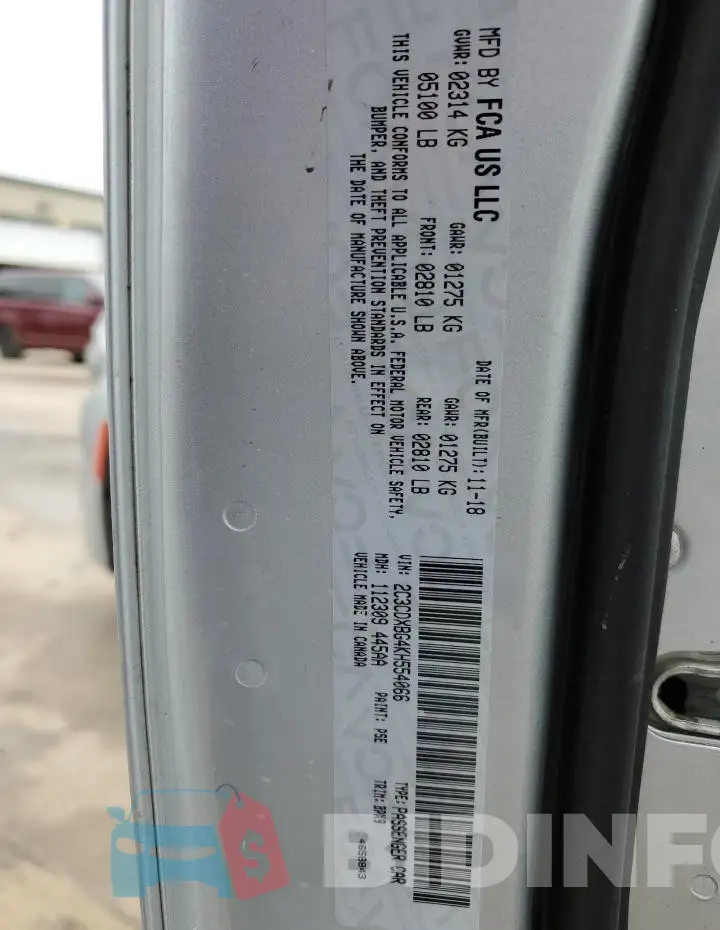2C3CDXBG4KH554066 Photo# 12