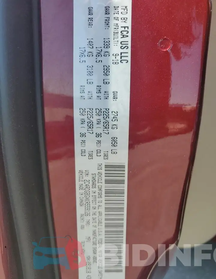 2C4RDGBGXKR559126 Photo# 13