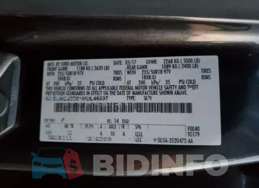 5LMCJ2D91HUL46537 Photo# 14