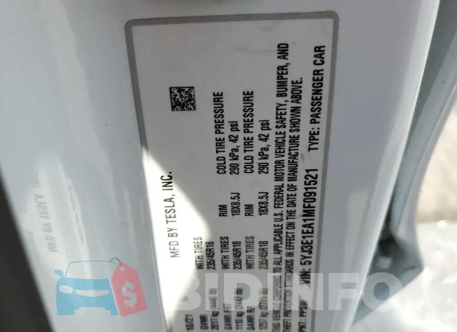 5YJ3E1EA1MF091521 Photo# 12