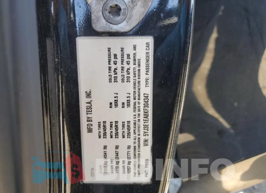 5YJ3E1EA8KF304347 Photo# 12