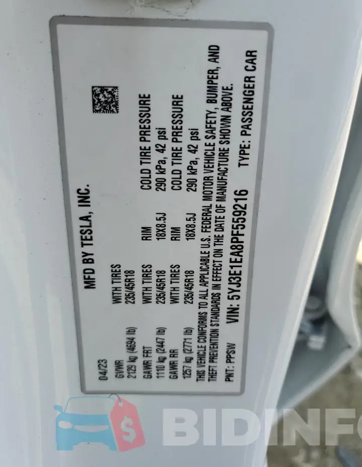 5YJ3E1EA8PF559216 Photo# 12