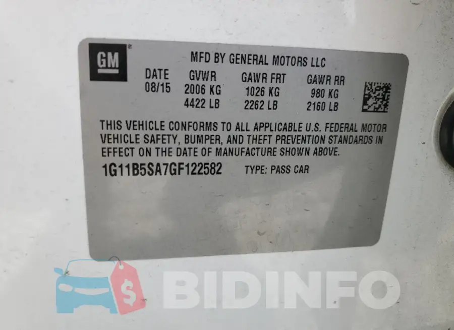 1G11B5SA7GF122582 Photo# 12