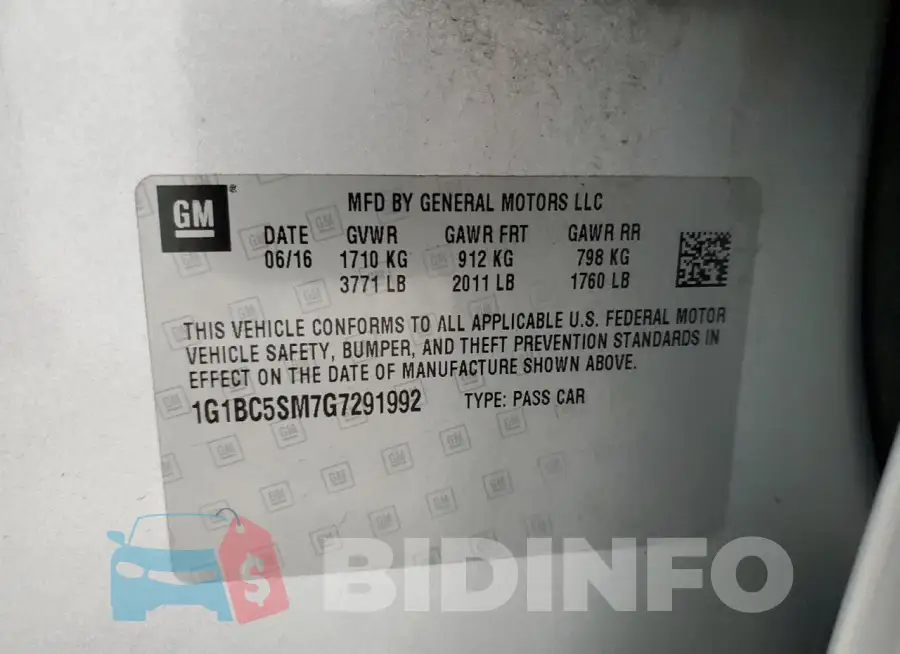 1G1BC5SM7G7291992 Photo# 13