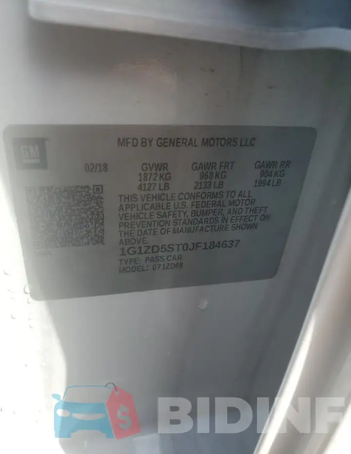 1G1ZD5ST0JF184637 Photo# 12