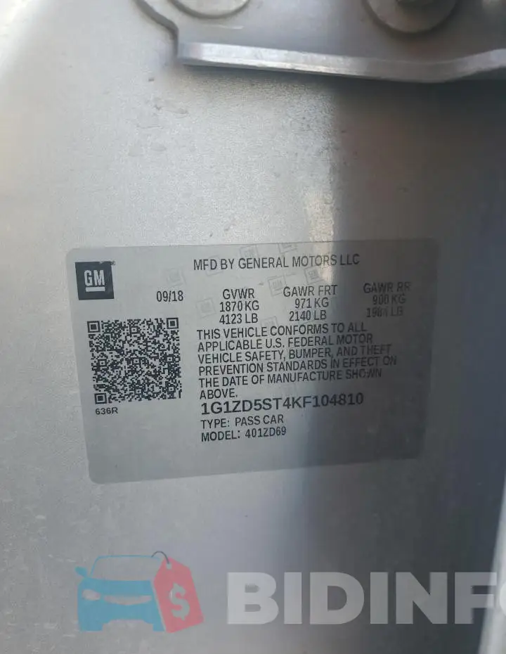 1G1ZD5ST4KF104810 Photo# 12