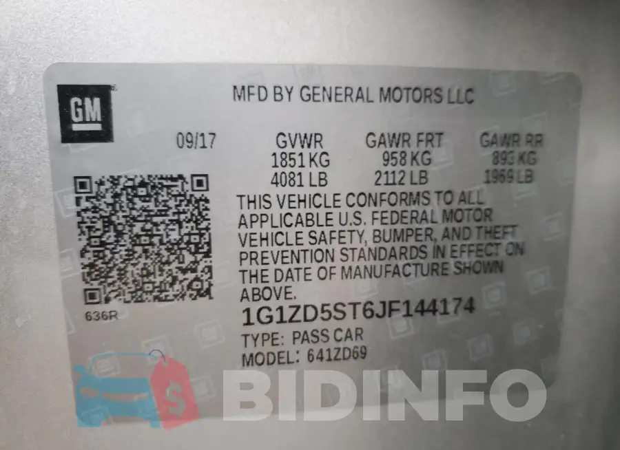 1G1ZD5ST6JF144174 Photo# 13