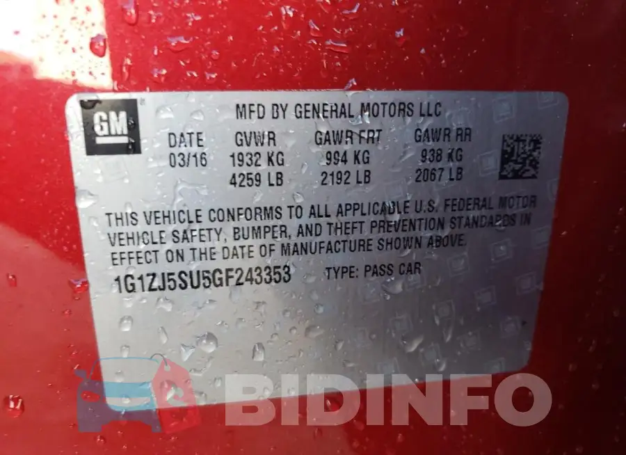 1G1ZJ5SU5GF243353 Photo# 12