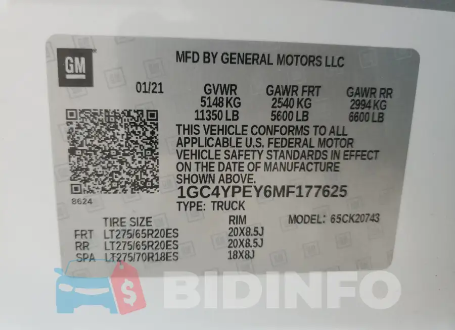 1GC4YPEY6MF177625 Photo# 12