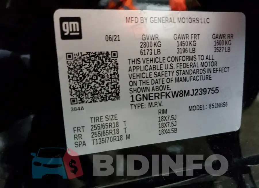 1GNERFKW8MJ239755 Photo# 13