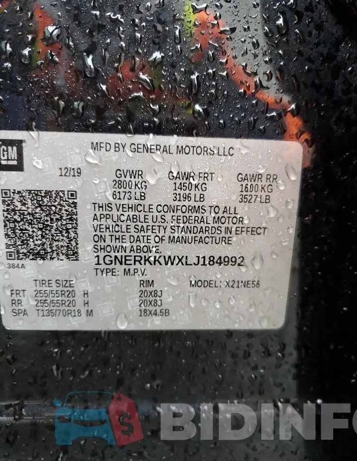 1GNERKKWXLJ184992 Photo# 14