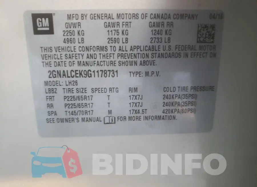 2GNALCEK9G1178731 Photo# 13