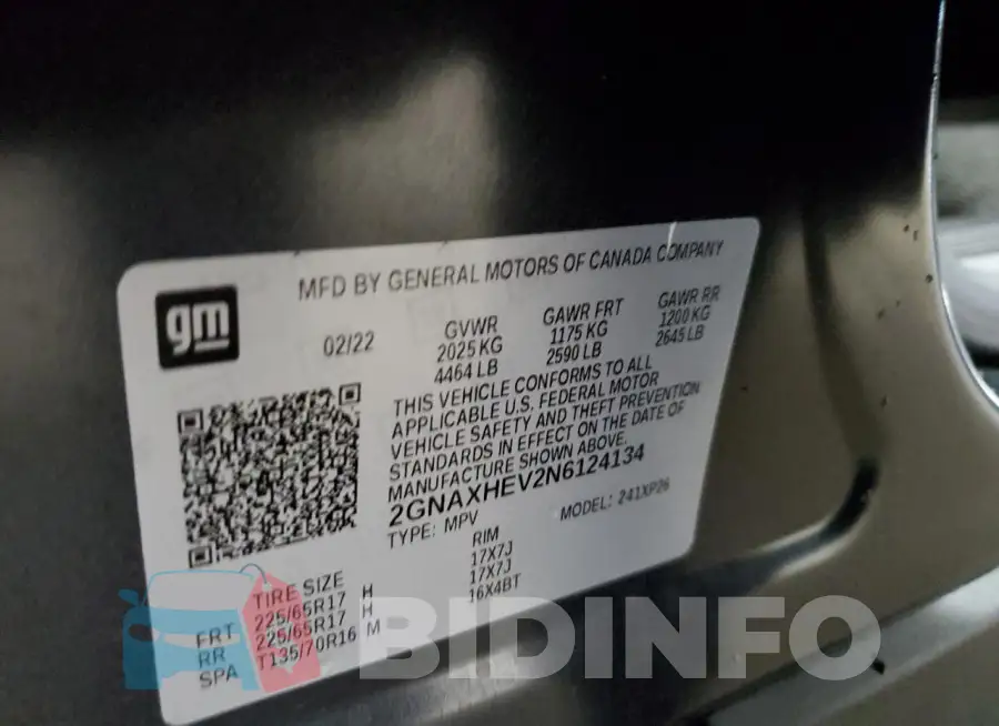 2GNAXHEV2N6124134 Photo# 13