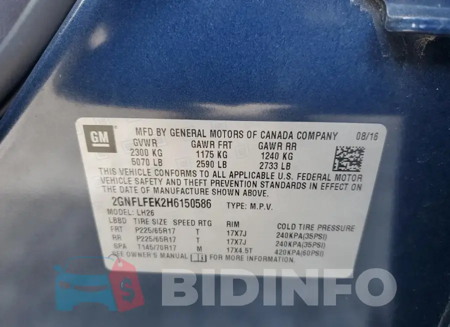 2GNFLFEK2H6150586 Photo# 14