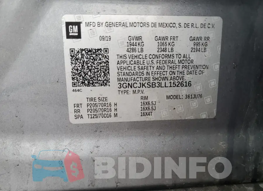 3GNCJKSB3LL152616 Photo# 13