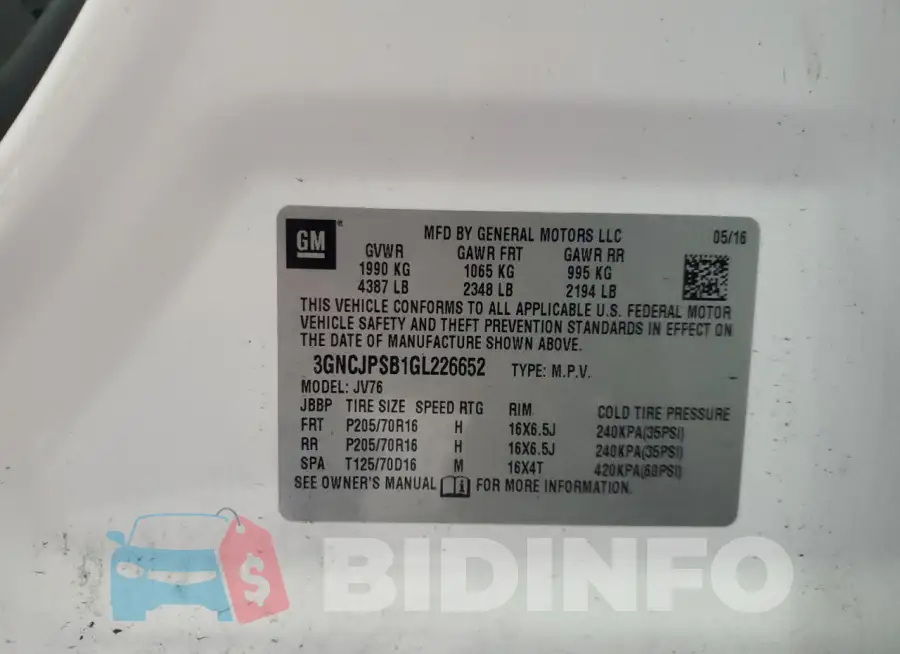 3GNCJPSB1GL226652 Photo# 13