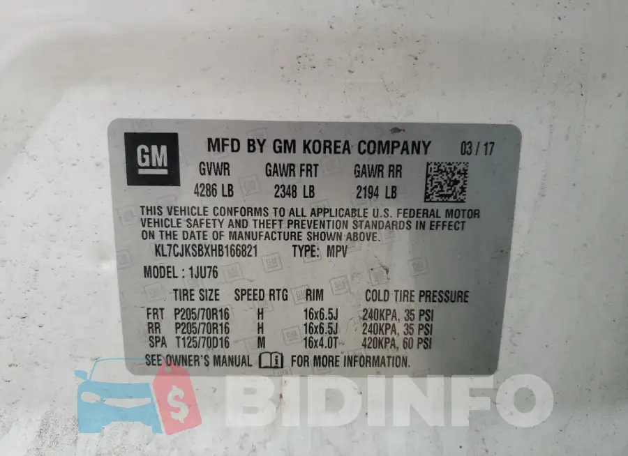 KL7CJKSBXHB166821 Photo# 12