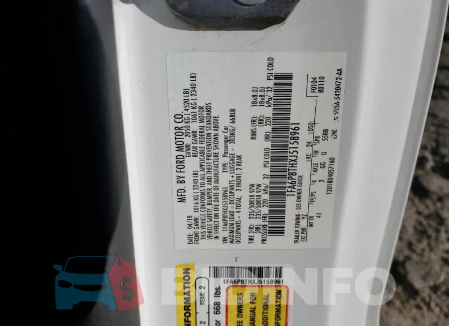 1FA6P8THXJ5158961 Photo# 13