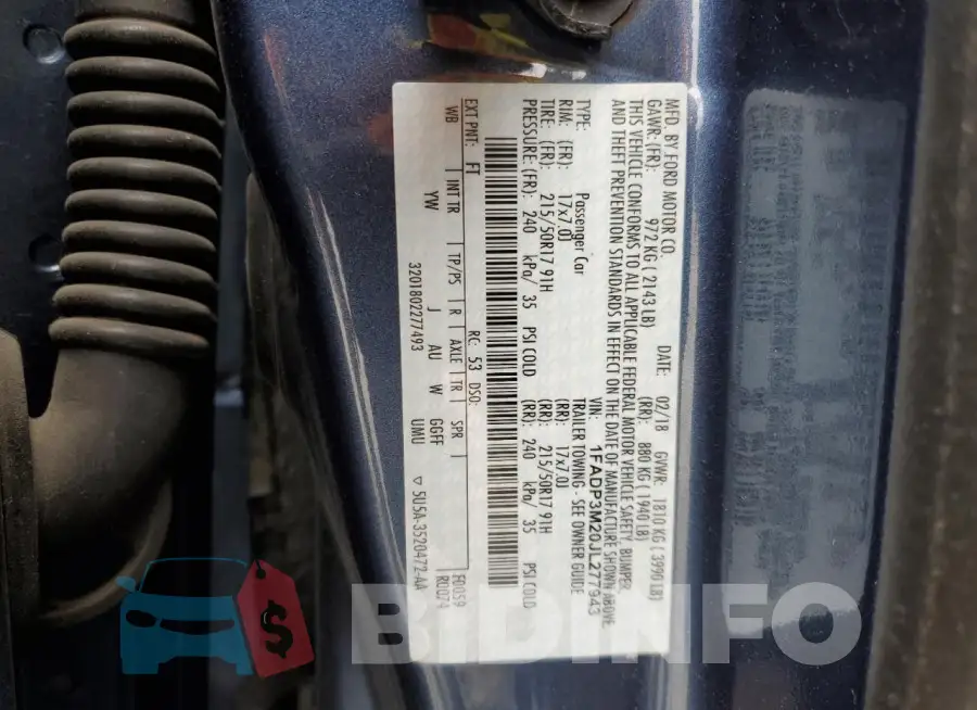 1FADP3M20JL277943 Photo# 14
