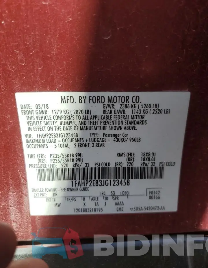1FAHP2E83JG123458 Photo# 12