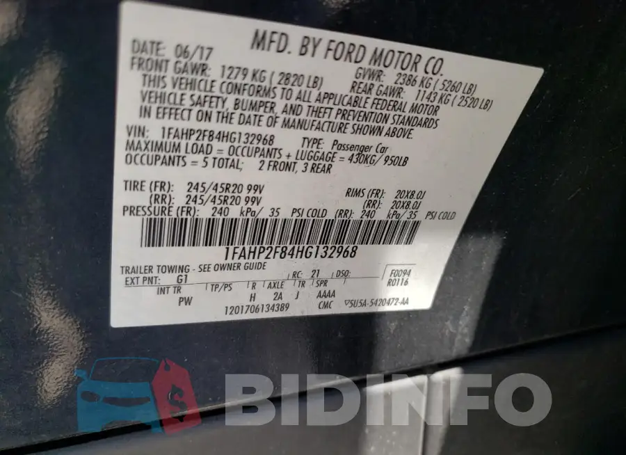 1FAHP2F84HG132968 Photo# 12