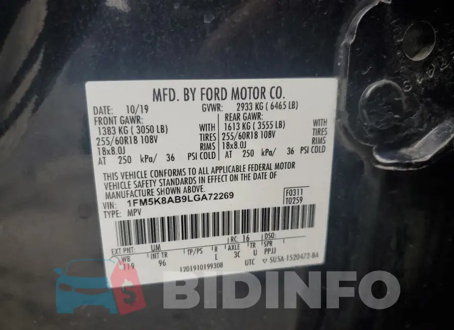 1FM5K8AB9LGA72269 Photo# 14
