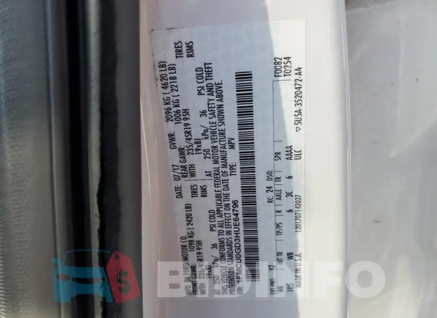 1FMCU0GD3HUE64796 Photo# 13