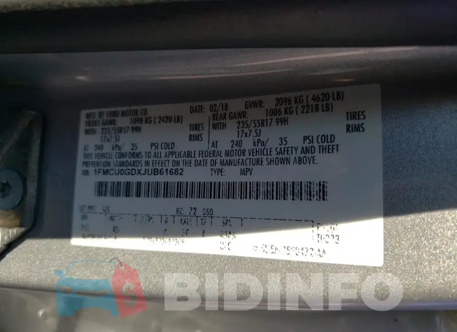 1FMCU0GDXJUB61682 Photo# 13