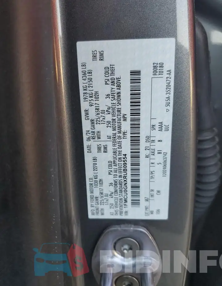 1FMCU0GNXRUB09554 Photo# 13