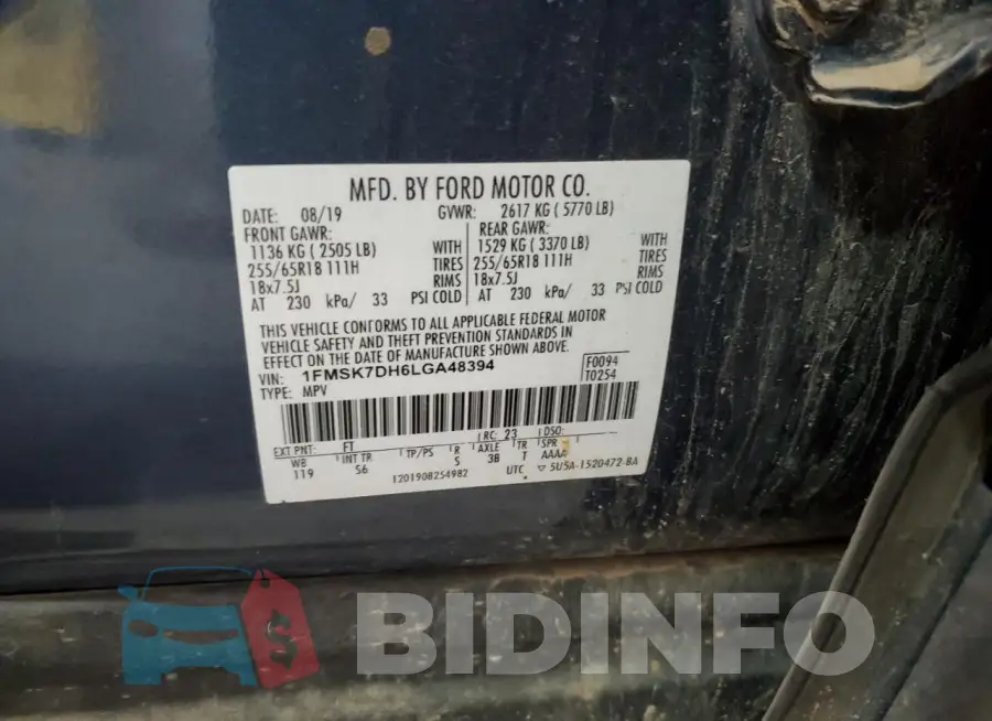 1FMSK7DH6LGA48394 Photo# 14