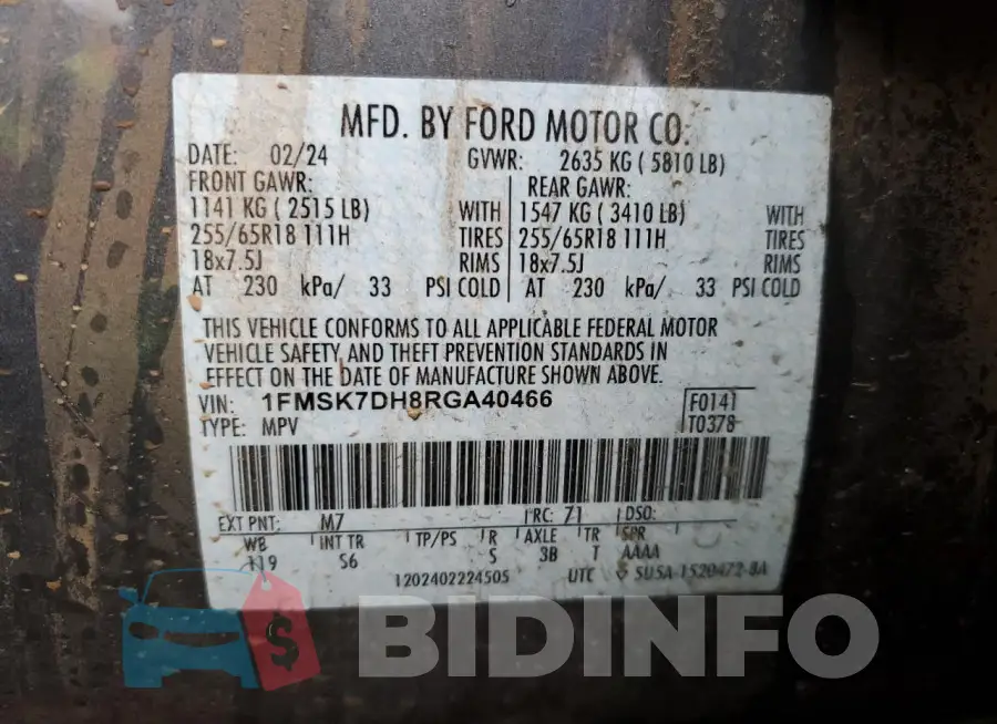 1FMSK7DH8RGA40466 Photo# 13