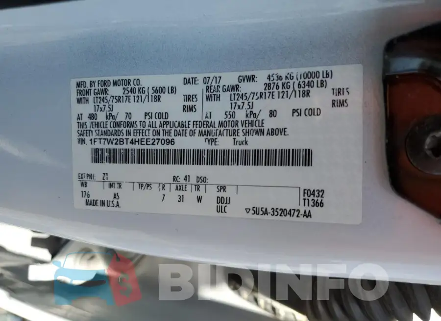 1FT7W2BT4HEE27096 Photo# 12