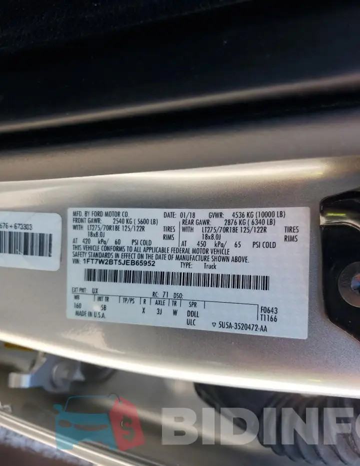 1FT7W2BT5JEB65952 Photo# 12