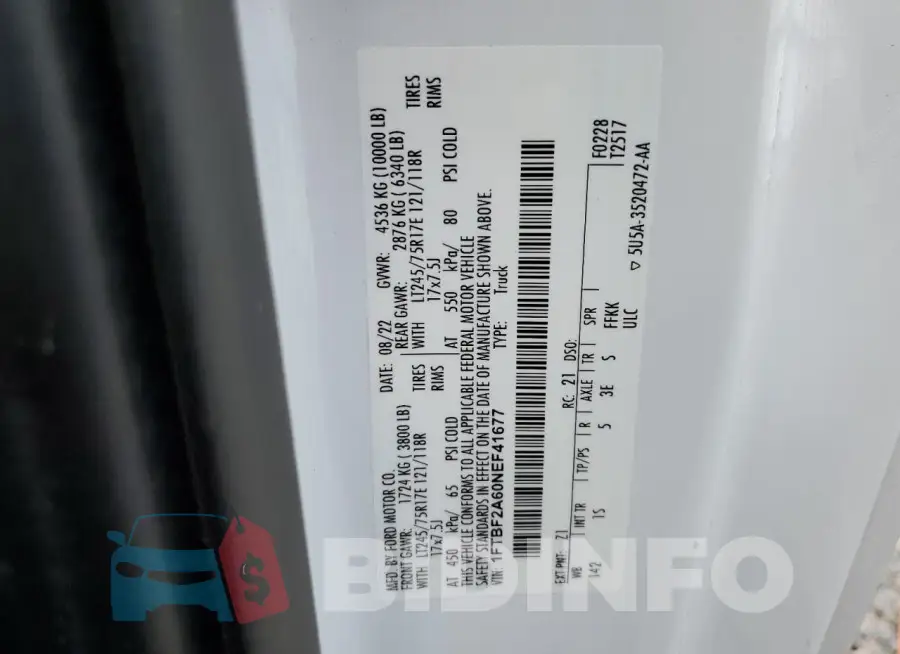 1FTBF2A60NEF41677 Photo# 12