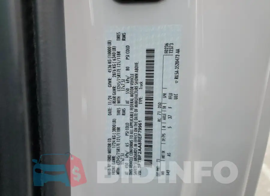 1FTBF2AA8REF79961 Photo# 13