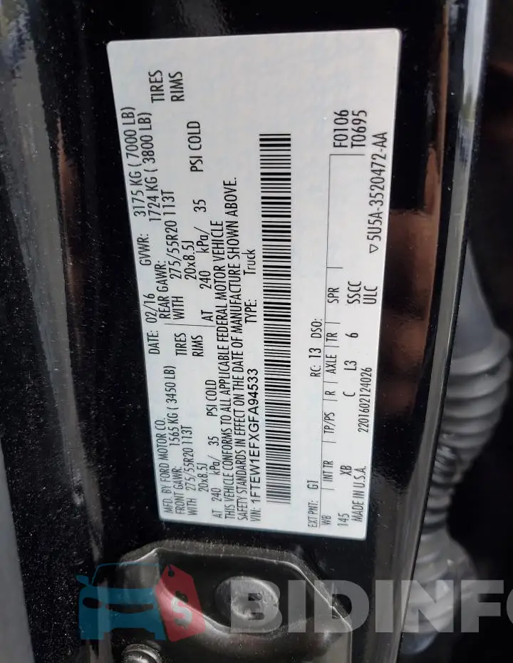 1FTEW1EFXGFA94533 Photo# 12
