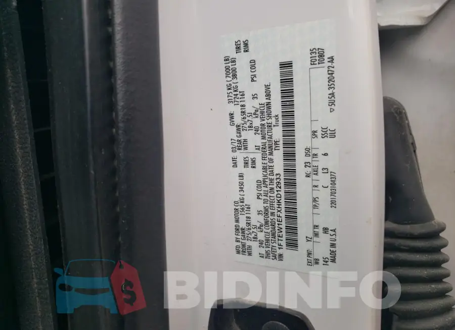 1FTEW1EFXHKD12933 Photo# 12