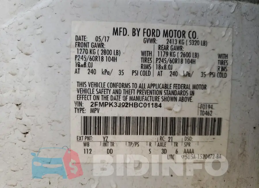 2FMPK3J92HBC01184 Photo# 13
