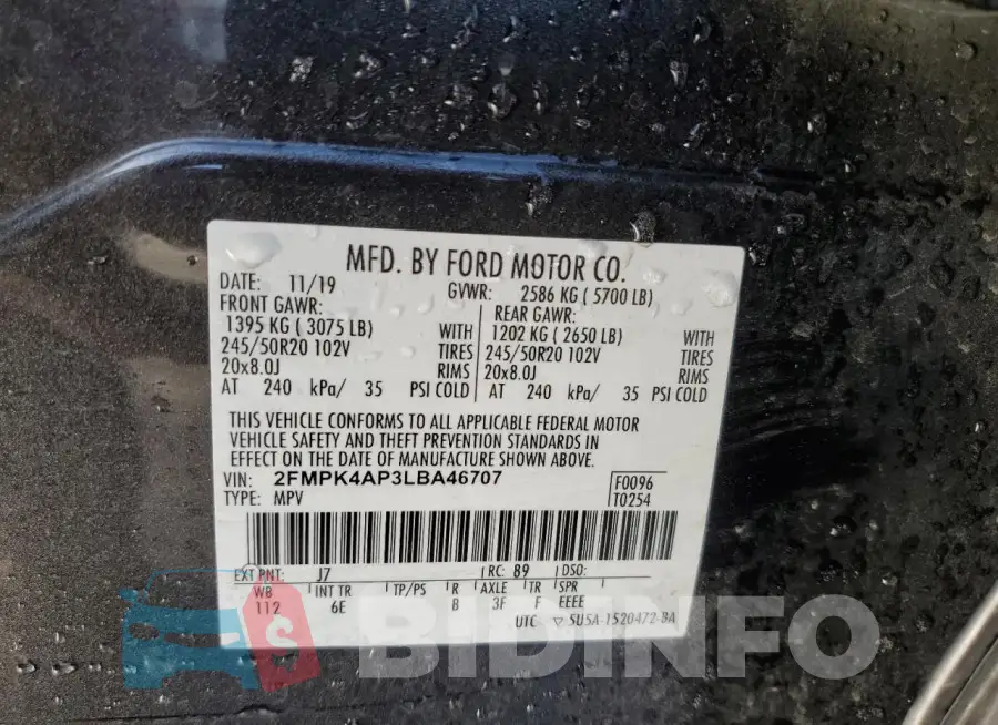 2FMPK4AP3LBA46707 Photo# 14