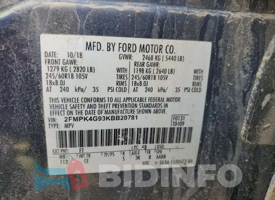 2FMPK4G93KBB20781 Photo# 13