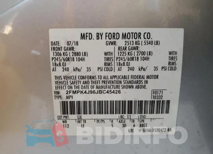 2FMPK4J96JBC45426 Photo# 12