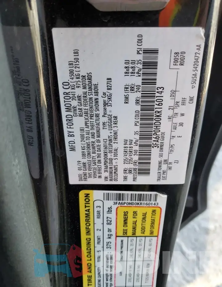 3FA6P0HD0KR160143 Photo# 12