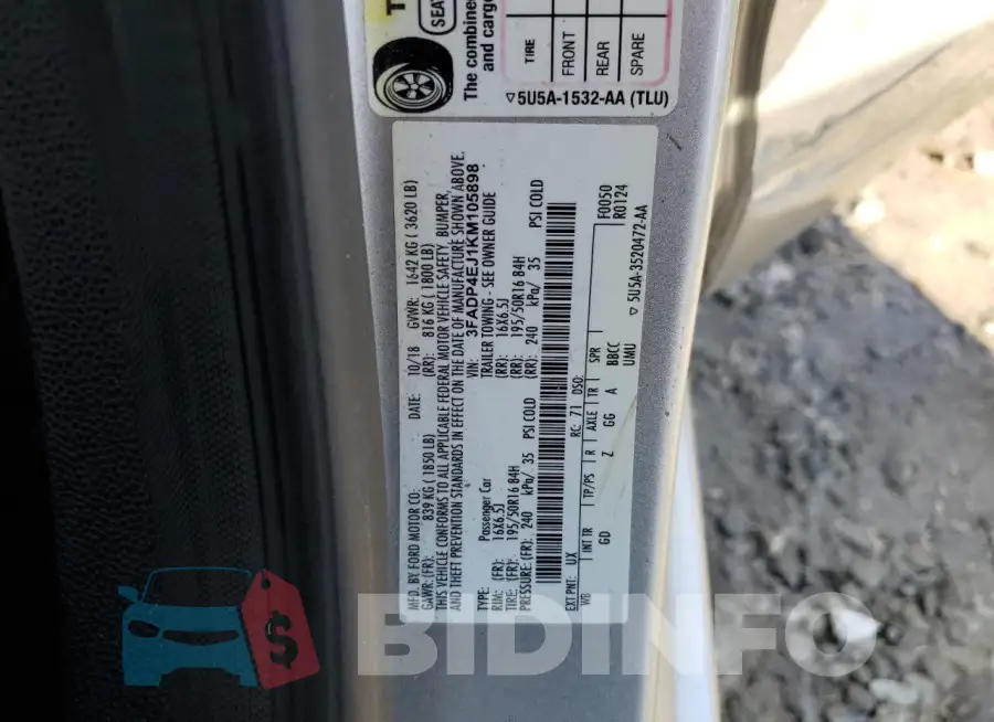 3FADP4EJ1KM105898 Photo# 12