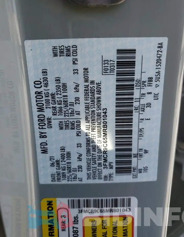 3FMCR9C65MRB01043 Photo# 14