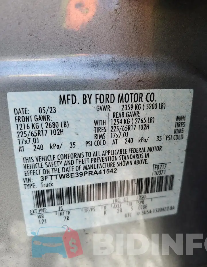 3FTTW8E39PRA41542 Photo# 12